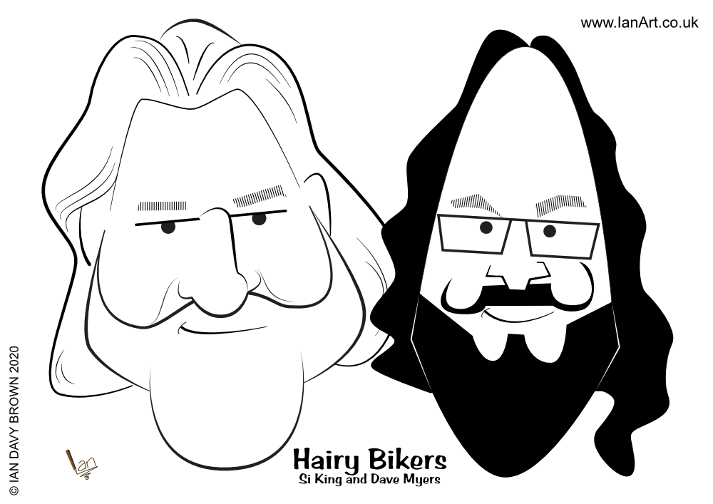 Hairy Bikers Chefs Si King Dave Myers caricature by IanArt