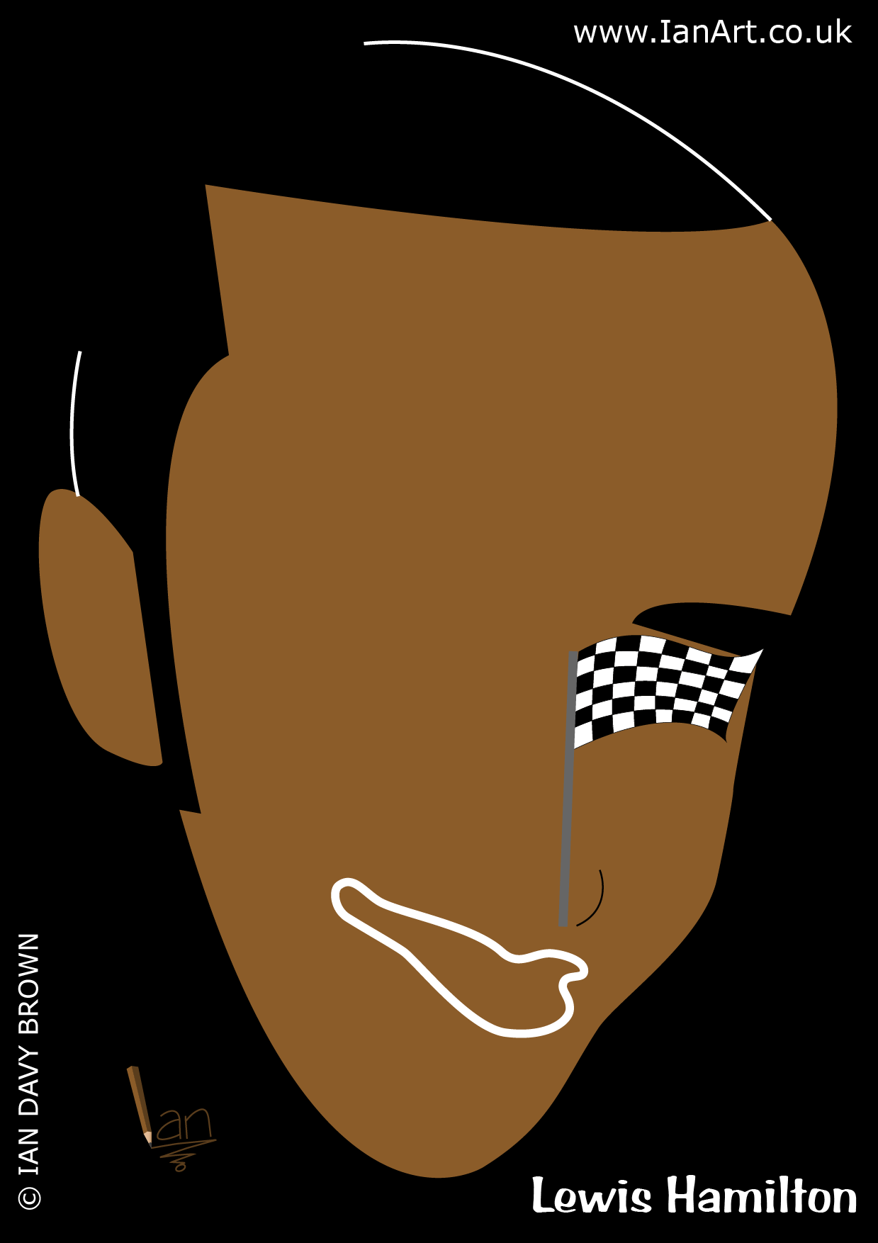 Lewis-Hamilton-F1-Racing-Driver-Formula-One-Caricature-Symbolic-cartoon-created-Ian-Davy-Brown-IanArt-IDB