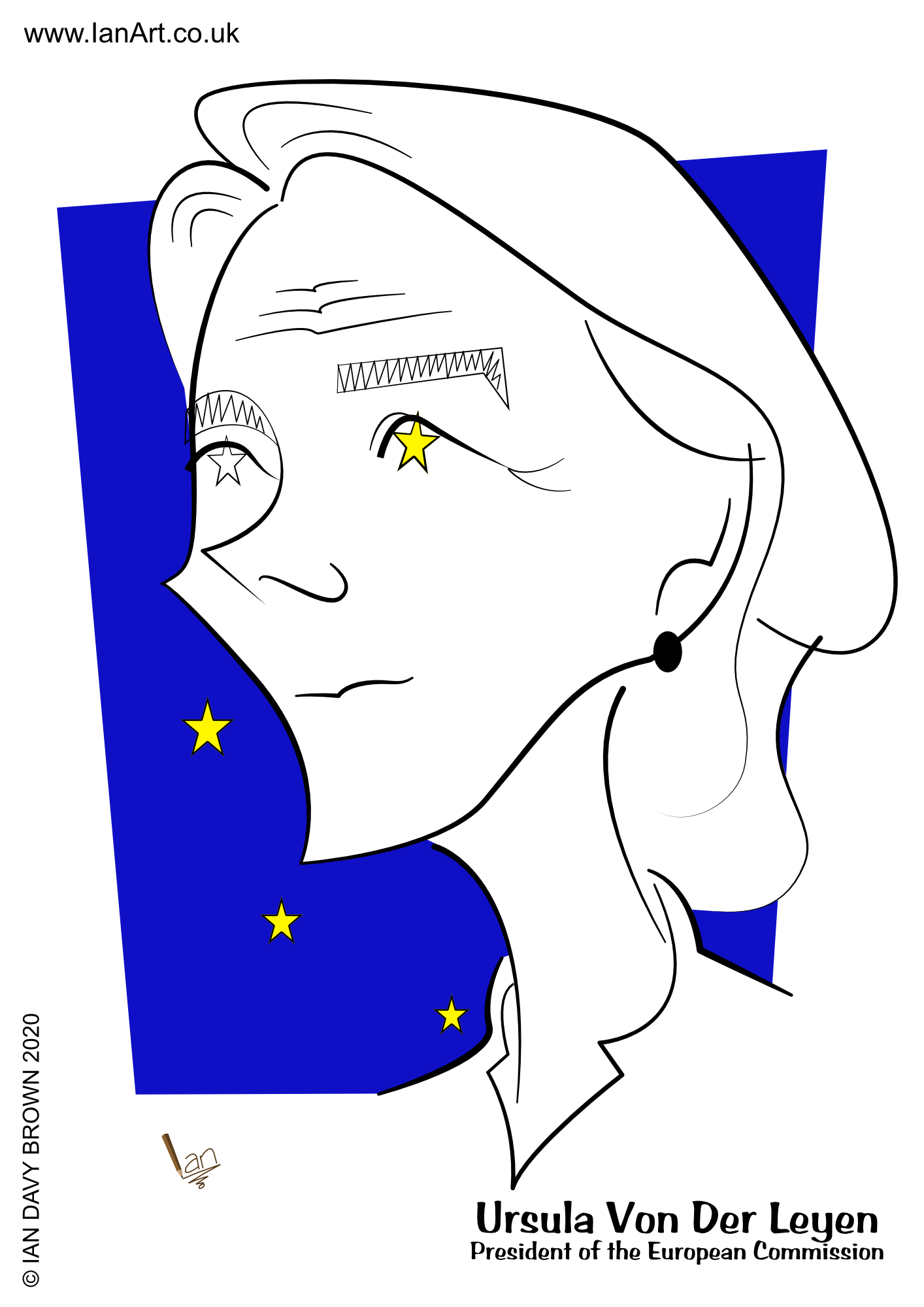 Ursula-Von-Der-Leyen-EU-President-caricature-symbolic-cartoon-by-IanArt-IDB